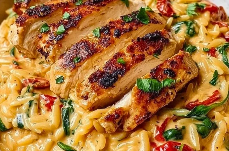 Tuscan Chicken with Sun-Dried Tomatoes and Spinach on a plate