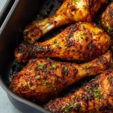 Air fryer chicken drumsticks cooked to perfection, crispy and juicy.