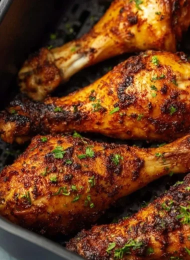 Air fryer chicken drumsticks cooked to perfection, crispy and juicy.