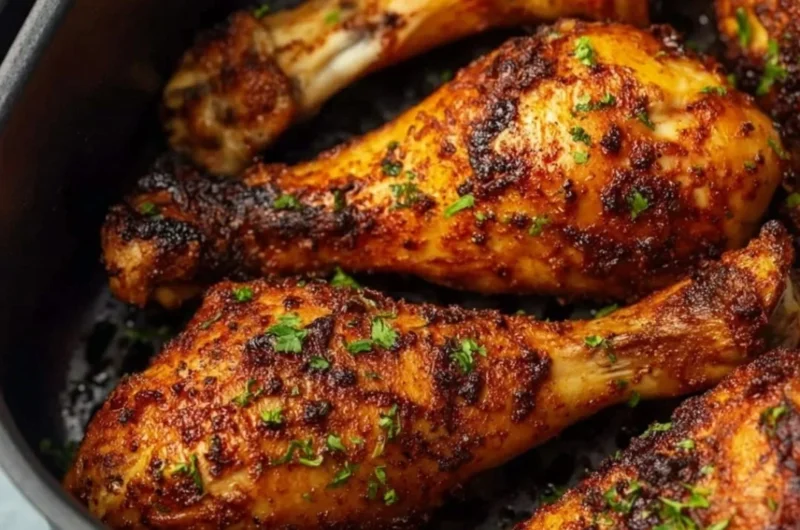 Air fryer chicken drumsticks cooked to perfection, crispy and juicy.