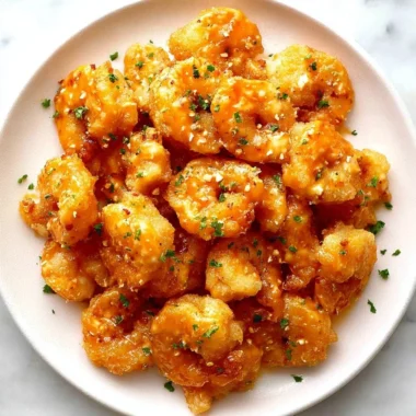 Plate of crispy Bang Bang Shrimp drizzled with spicy sauce