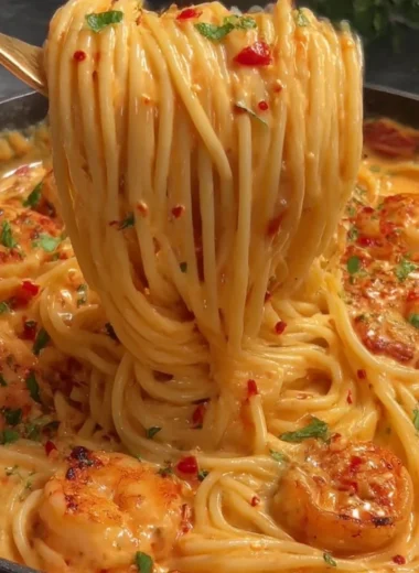 Delicious Cajun Shrimp Pasta with spices, creamy sauce, and succulent shrimp.