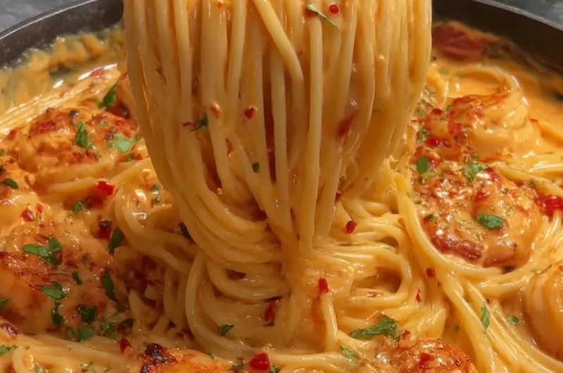 Delicious Cajun Shrimp Pasta with spices, creamy sauce, and succulent shrimp.