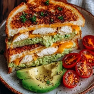 Delicious Chicken Avocado Melt Sandwich with creamy avocado and grilled chicken