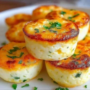 Plate of fluffy cottage cheese egg bites ready to serve
