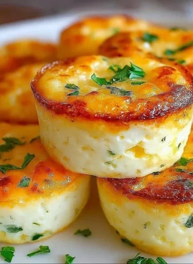Plate of fluffy cottage cheese egg bites ready to serve