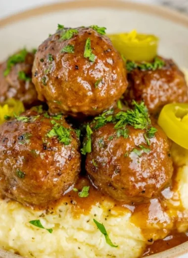 Crockpot Mississippi Meatballs served in a bowl