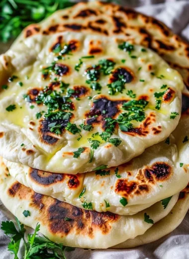 Delicious homemade gluten-free naan bread fresh out of the oven.