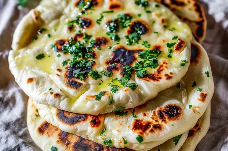 Delicious homemade gluten-free naan bread fresh out of the oven.