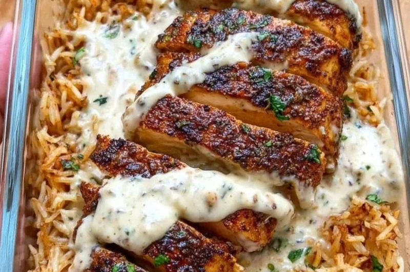 High Protein Creamy Cajun Chicken & Rice dish served in a bowl