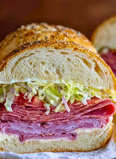 Delicious Italian Grinder sandwich loaded with meats and veggies