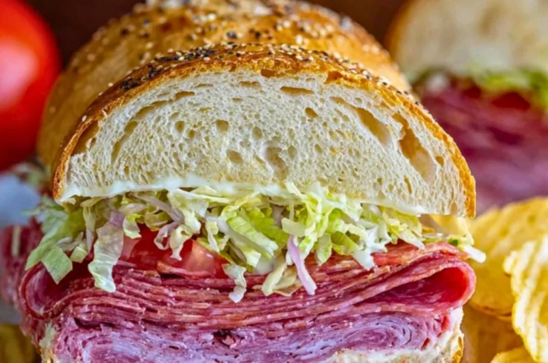 Delicious Italian Grinder sandwich loaded with meats and veggies
