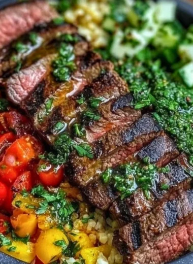 Mediterranean Steak Bowl with fresh ingredients and vibrant colors