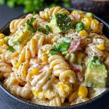 Delicious Mexican street corn pasta salad with vibrant ingredients
