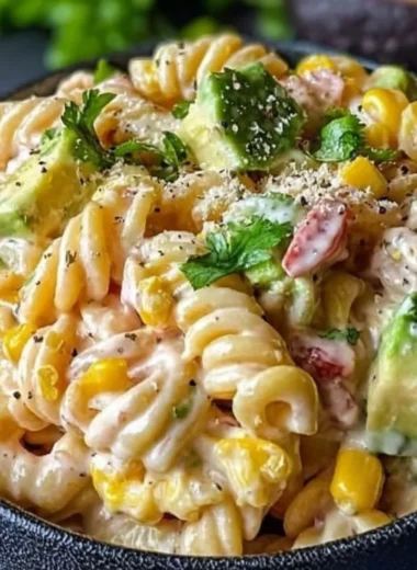 Delicious Mexican street corn pasta salad with vibrant ingredients