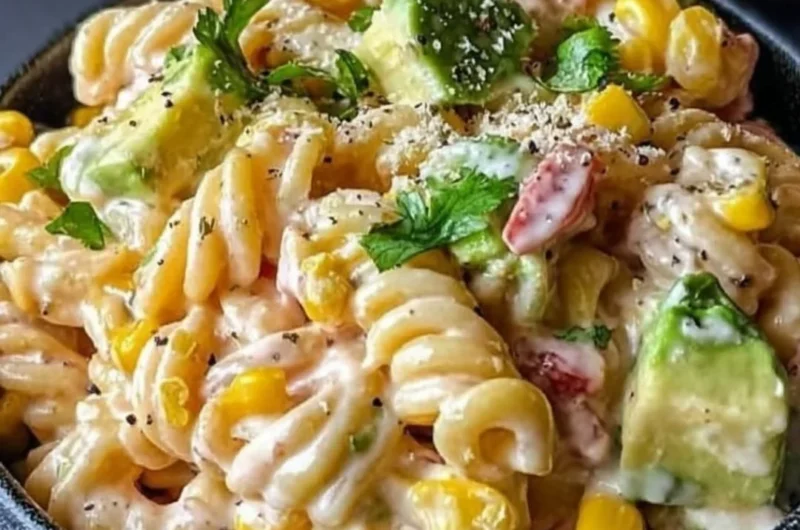 Delicious Mexican street corn pasta salad with vibrant ingredients