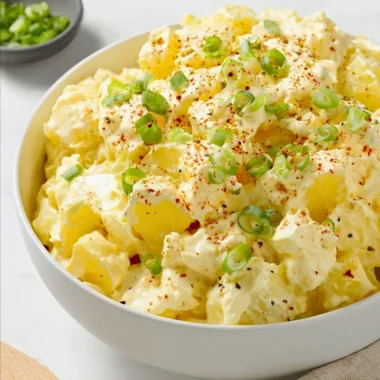 Delicious homemade potato salad recipe with herbs and dressing