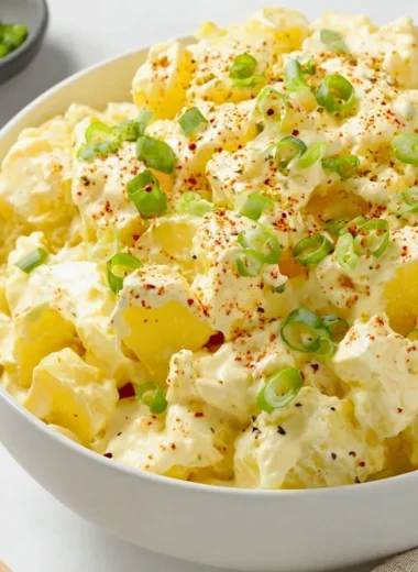 Delicious homemade potato salad recipe with herbs and dressing