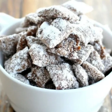 Delicious homemade Puppy Chow snack recipe for dogs