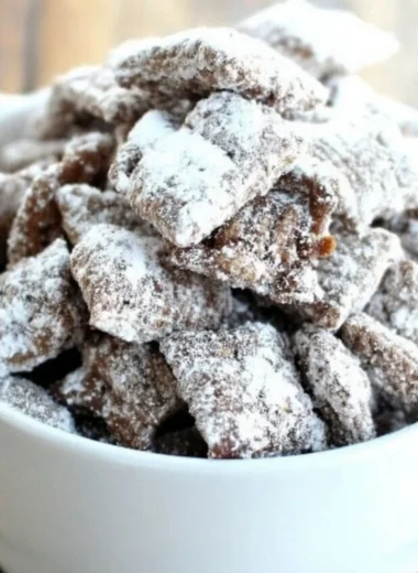 Delicious homemade Puppy Chow snack recipe for dogs