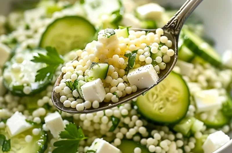 Refreshing cucumber couscous salad with fresh veggies and herbs