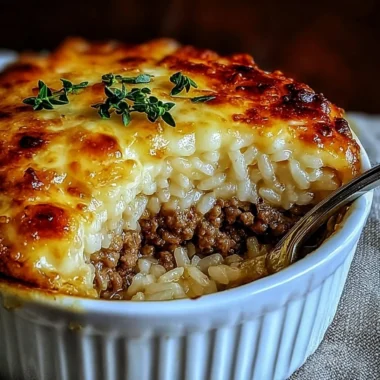 Savory French Onion Casserole with ground beef and rice