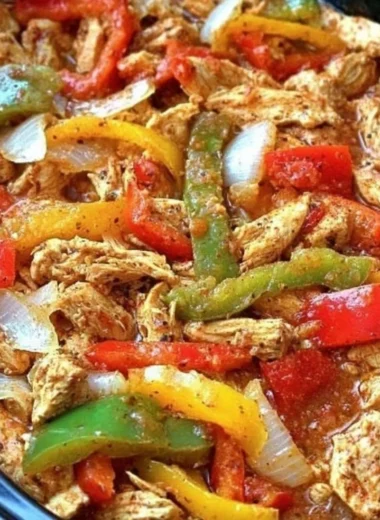 Delicious slow cooker chicken fajitas with colorful peppers and onions