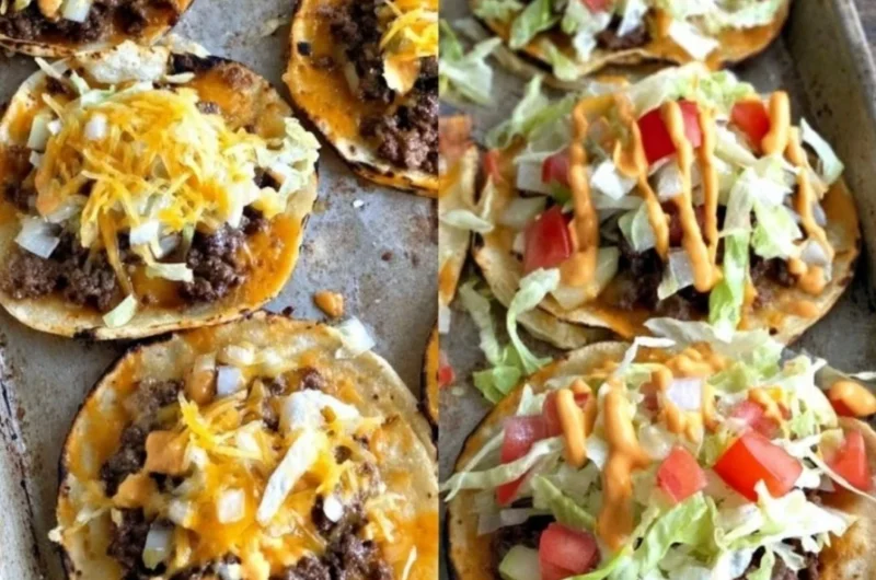 Delicious smashed cheeseburger tacos topped with fresh ingredients