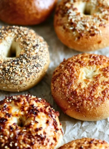 Homemade sourdough bagels fresh out of the oven