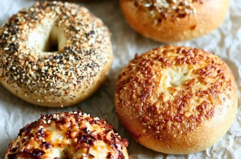 Homemade sourdough bagels fresh out of the oven
