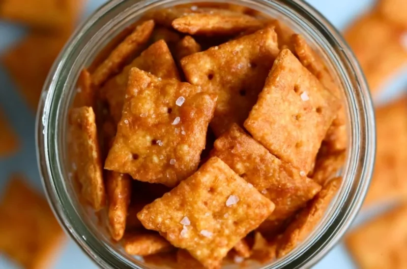 Homemade sourdough Cheez Its fresh out of the oven