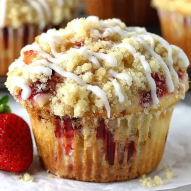 Delicious Strawberry Cream Cheese Muffins with a crunchy streusel topping