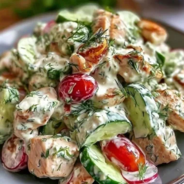 Refreshing Tzatziki Chicken Salad with cucumbers and herbs