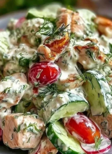 Refreshing Tzatziki Chicken Salad with cucumbers and herbs