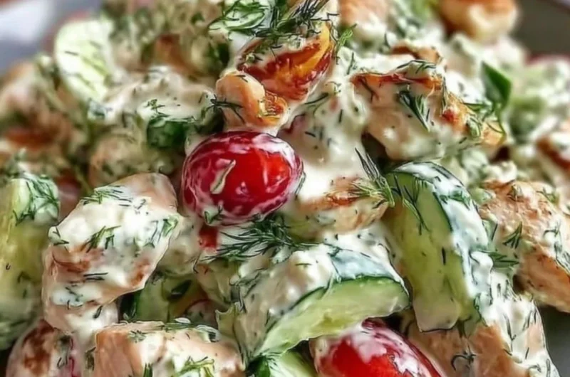 Refreshing Tzatziki Chicken Salad with cucumbers and herbs
