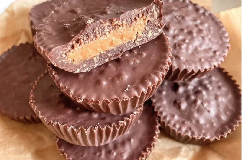 Vegan Quinoa Crunch Peanut Butter Cups with rich peanut butter filling