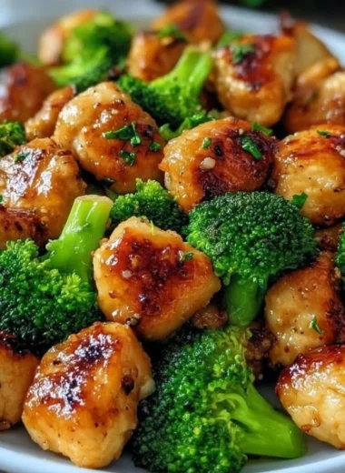 Air fryer chicken bites served with broccoli for a healthy meal