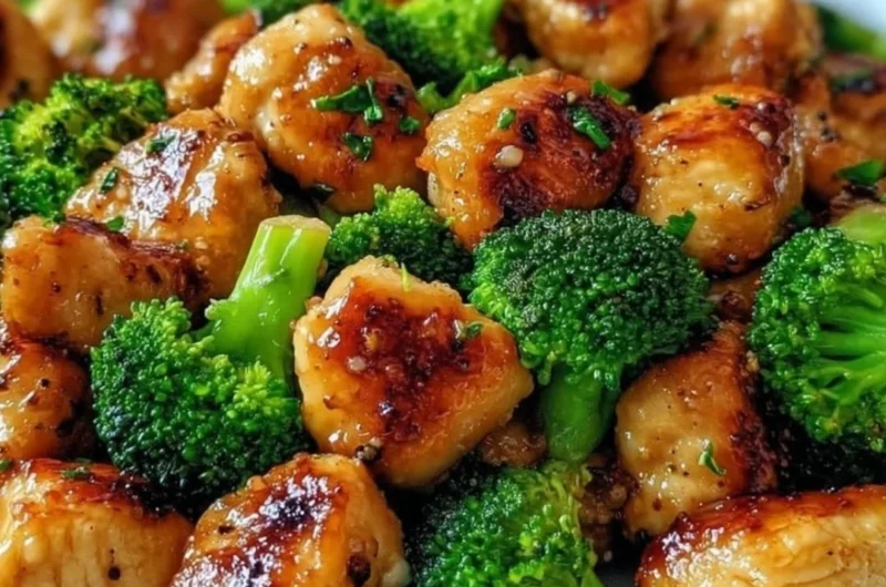 Air fryer chicken bites served with broccoli for a healthy meal