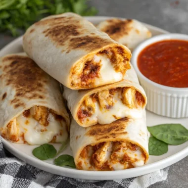 Air Fryer Chicken and Mozzarella Wraps served on a plate