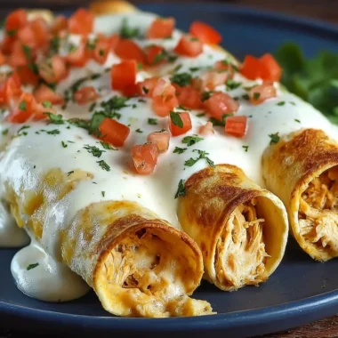 Baked Cream Cheese Chicken Taquitos on a plate garnished with fresh herbs.