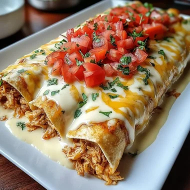 Delicious plate of Cheese Chicken Enchiladas garnished with fresh cilantro