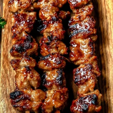 Grilled chicken skewers served with fresh vegetables and herbs.