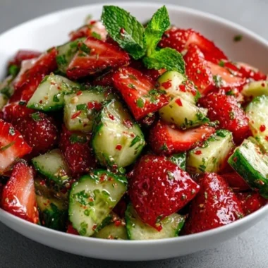 Fresh Cucumber Strawberry Salad with vibrant greens and juicy strawberries