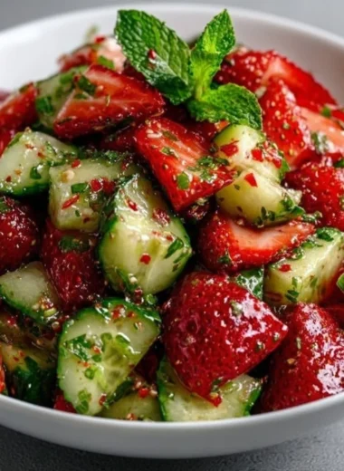Fresh Cucumber Strawberry Salad with vibrant greens and juicy strawberries