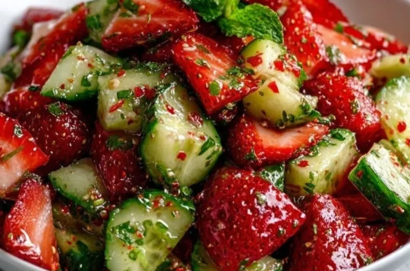 Fresh Cucumber Strawberry Salad with vibrant greens and juicy strawberries