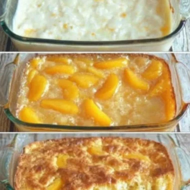 A delicious easy peach dessert served in a bowl with fresh peaches and cream.