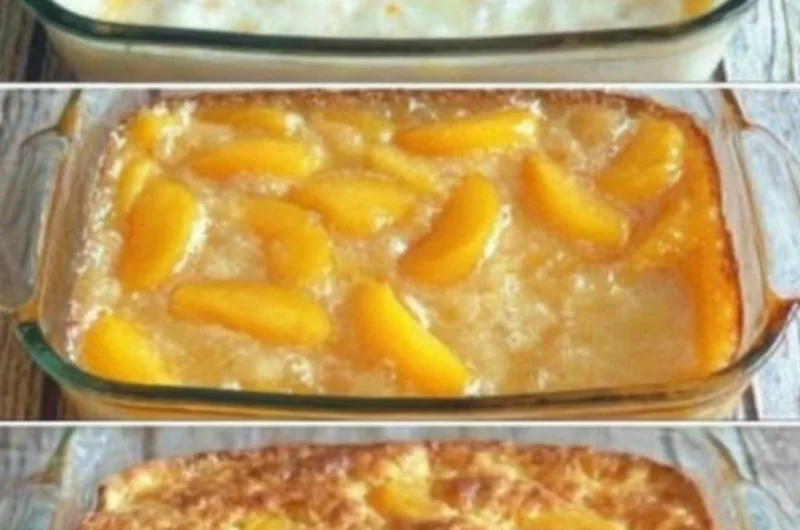 A delicious easy peach dessert served in a bowl with fresh peaches and cream.