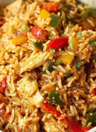 Instant Pot fajita rice bowls with colorful vegetables and spices