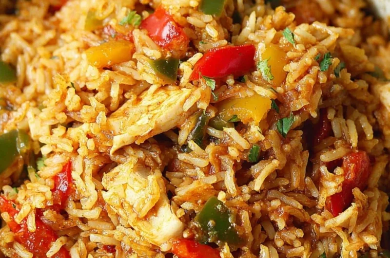 Instant Pot fajita rice bowls with colorful vegetables and spices