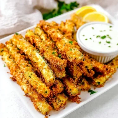 Crispy Keto Zucchini Fries served on a plate